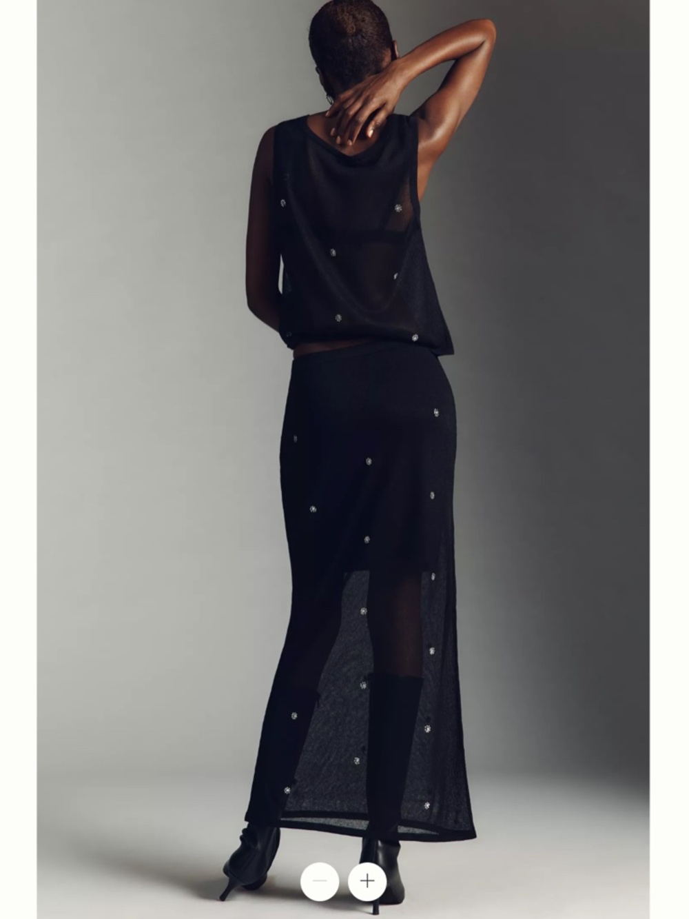 Anthropologie Pilcro Sheer Embellished Knit Slip Maxi Skirt - Picture 3 of 3